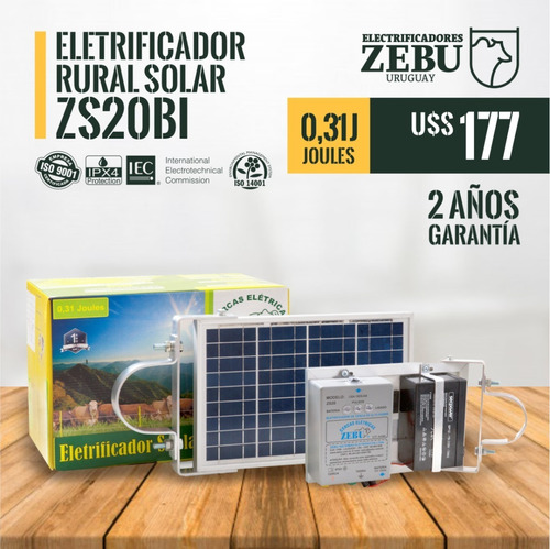 Electrificador Solar Zebu Zs20bi 0.3 Joules Batería Incluida