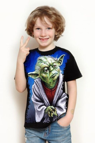 Camiseta Criança Frete Grátis Filme Star Wars Yoda Sábio