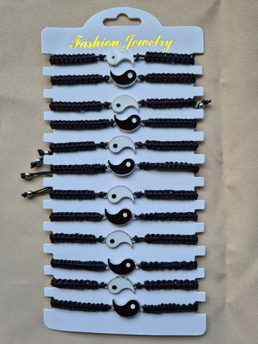 Set 12 Pulseras Para Parejas Ying Yang Novio Amigo Amor Dije Pereja 1 15 Cm