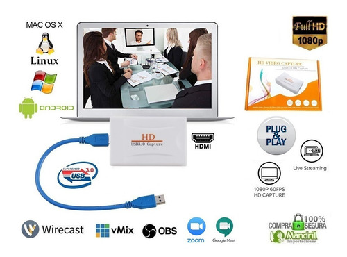 Capturadora Hdmi Usb 2.0 Video Audio Laptop Pc Deco Obs Face