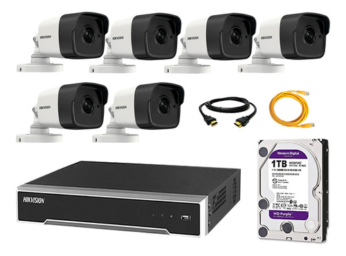 Camara Seguridad Ip Poe Exterior Kit 6 Hikvision Disco 1tb