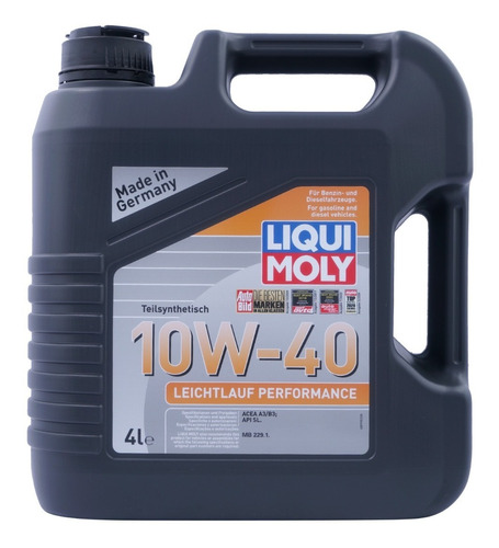 Aceite Liqui Moly 10w-40 Leichtlauf Performance Sl A3/b3 4lt