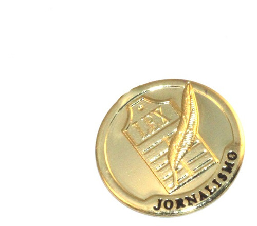 Broche Botton Jornalismo Jornal Folheado Ouro 18k