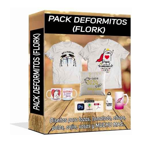 Pack Diseños Flork (tazas, Tomatodo, Serigrafía, Sublimados)