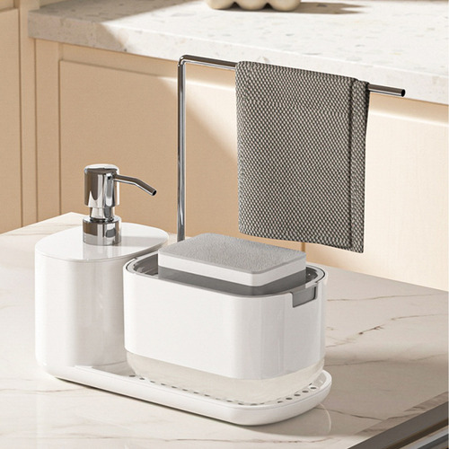 Set Dispensador De Jabón Con Soporte Para Esponja Y Trapo Pa