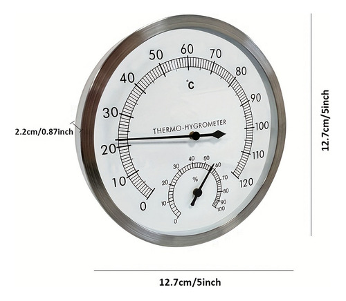 R0x Termohigrômetro De Parede De Sauna De Aço Inoxidável