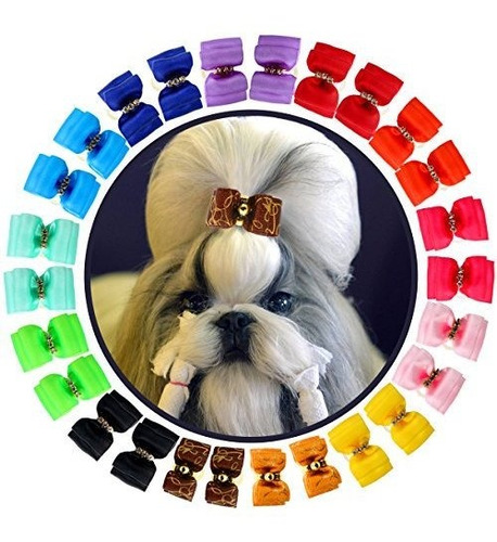 Yoy 24pcs12 Pares Adorable Grosgrain Cinta Pet Dog Arcos Del