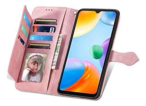 Funda De Piel Emboss Flowers Con Cremallera Para Redmi Note