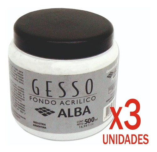 3 Gesso X 500ml Alba Profesional Geso Fondo Acrílico Blanco