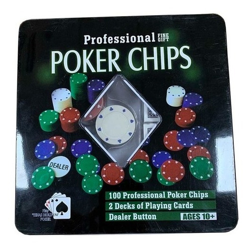 Juego De Mesa Pocker Poker Chips Profesional 100 Piezas