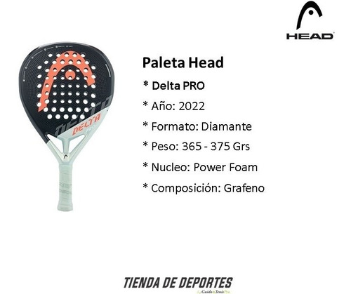 Imagen 2 de 9 de Paleta Padel Head Delta Pro Graphene Importada Fibra Carbono