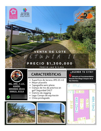 Venta Lote Petunia Ii De Vistas Panorámicas En Una De Las Mejoras Zonas Del Lugar Con Todos Los Servicios Y Proyecto Incluído En Fracc Rancho San Diego Ixtapan De La Sal Edomex