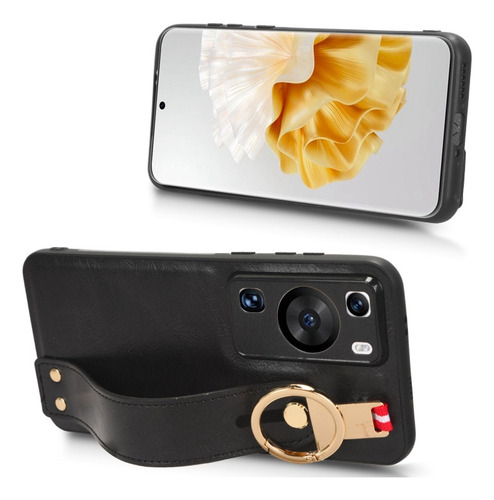 C Funda De Piel Con Correa Azul Para Huawei P60/p60 Pro