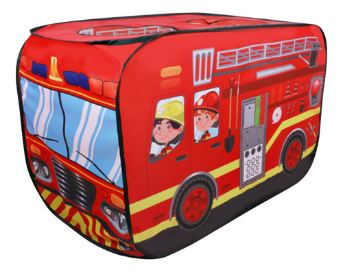 Casita Para Niños Tienda De Juegos Camión De Bomberos Rojo Casa De Campaña Y Bomberos - Tienda De Juguete Temático Para Interior Y Exterior Plegable Y Portáti