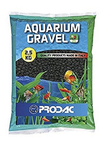 Grava Negra De Cuarzo Prodac 2,5kg Acuarios Pecera