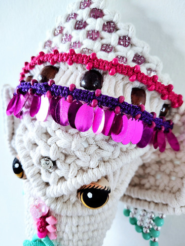 Ganesha Divinidad Hindú Pieza De Diseño Lamonna Macramé Crudo