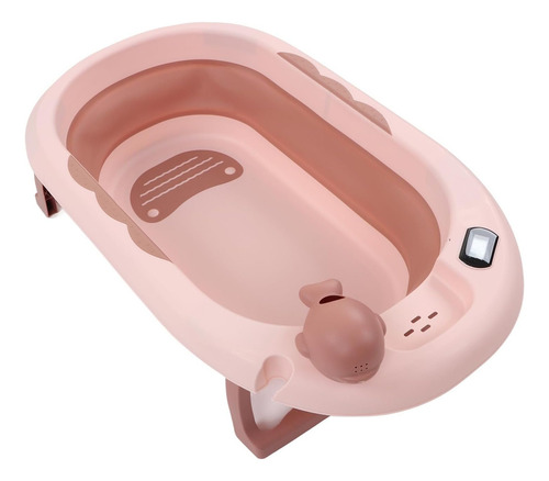 Banheira Bebê Dobrável Evita Queimaduras Resistente Prática Cor Rosa Liso