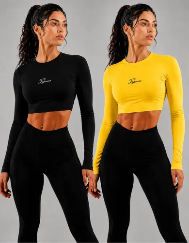 Kit 2 Cropped Top Feminino Manga Longa Segunda Pele Suplex