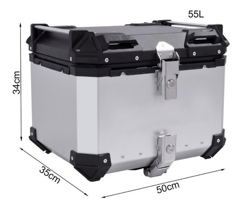 Imagen 2 de 7 de Caja Moto Top Case Aluminio Baul Trasero 55 L Con Respaldo