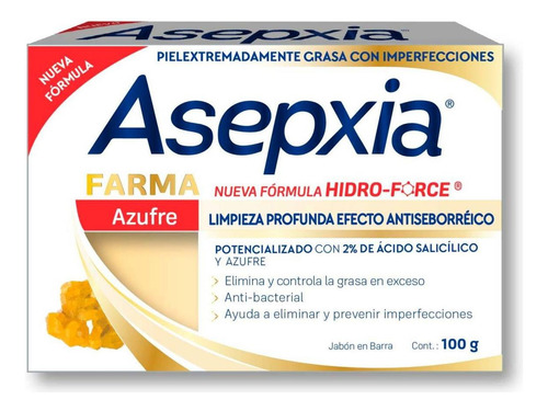 Asepxia jabón en barra farma azufre 100g