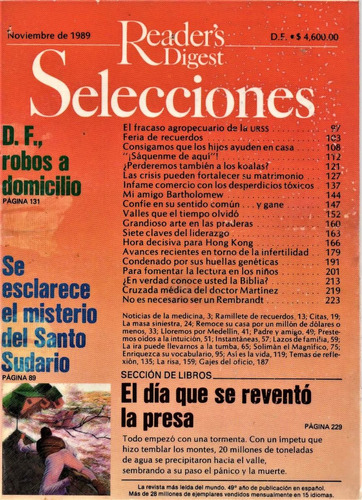 Selecciones Noviembre 1989 - Robos A Domicilio - Sudario