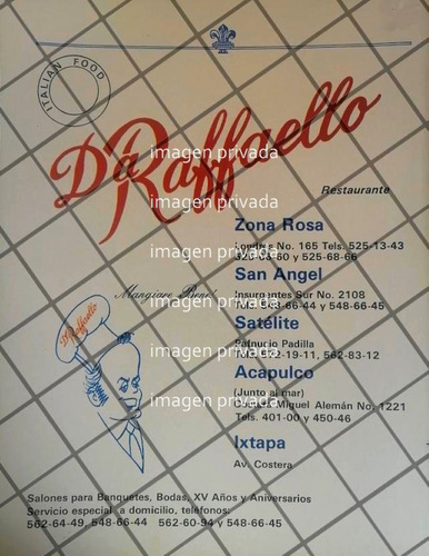 Publicidad Antigua Restaurante Da Raffaello 1987