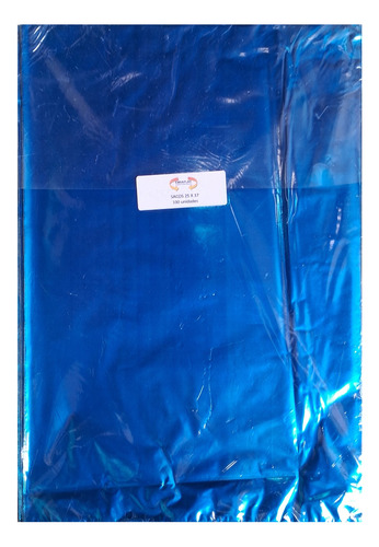  Papel  Presente Azul Metalico Com 100uni. 120g 37 X25 Pp56