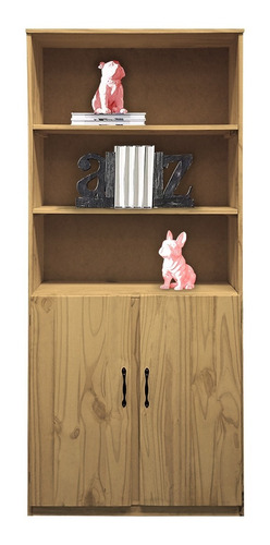 Biblioteca Recta 80 Cm Con Puerta Madera Pino Maciza Oferta