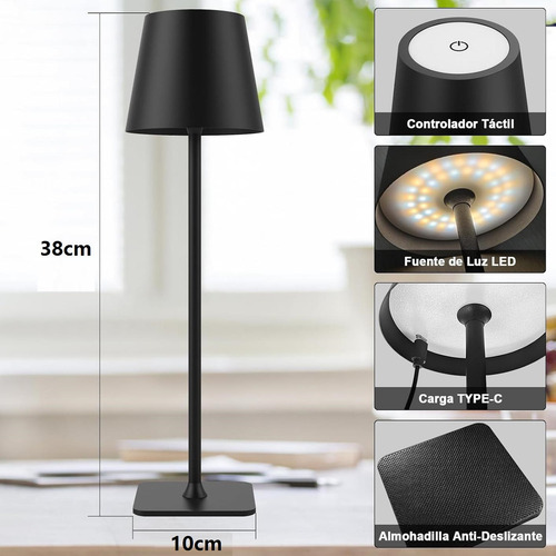 2x Lámpara De Mesa Led Escritorio Recargable Ajustable