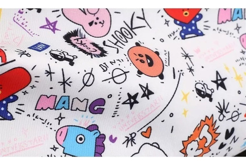 1 Mochila Kawaii K-pop De Bt21 De Bts Blanca Con Personajes