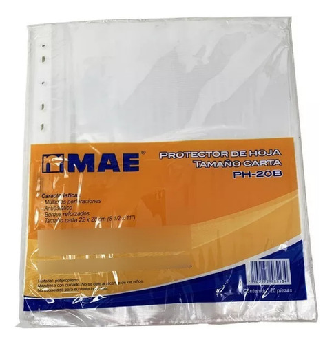 Protectores De Hojas Carta Mae C/20 Piezas
