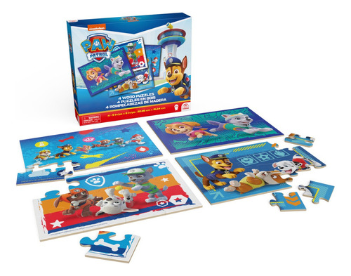 Set De 4 Rompecabezas Madera De Paw Patrol De 12-24 Piezas Cardinal