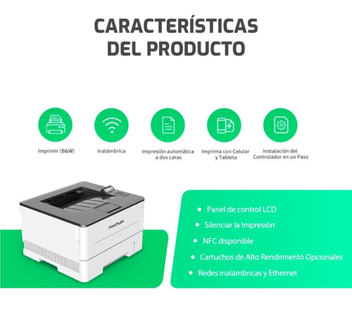 Imagen 6 de 10 de Impresora Pantum Laser Simple Función P3010dw Wifi Usb Nfc