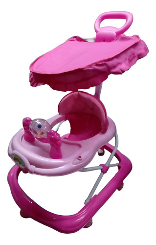Andador Mamalove Con Toldo, Manija Y Juguete Rosa
