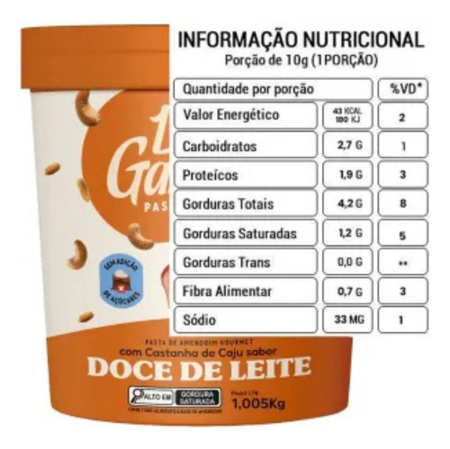 Pasta De Amendoim Doce De Leite Com Castanha De Caju 1kg - L