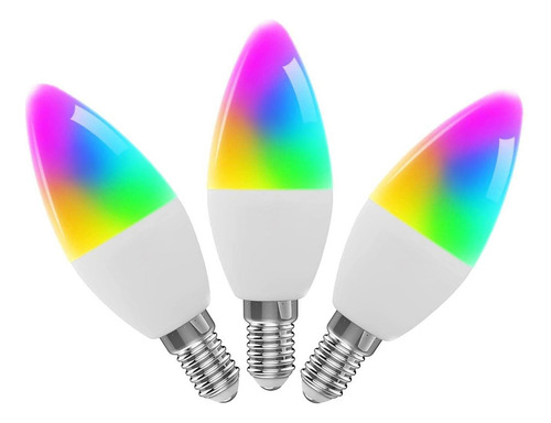 Bombillas Tipo Vela E14, Bombilla Inteligente Wifi, Rgb+ww+c