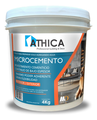 Athica Microcemento Color Máxima Resistencia 5m2 | 4kg Md