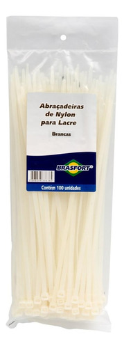 Abracadeira Nylon Brasfort Branca 2,5x100 100 Pecas  8625