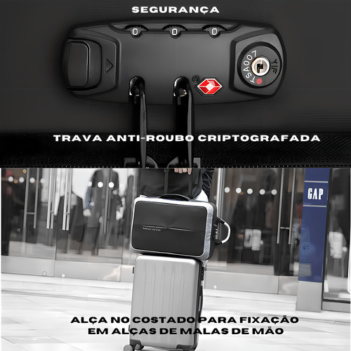Mochila Premium Impermeável Anti Furto C/ Trava Notebook 15.6 C/ Usb Modelo Bold Mark Ryden - Cor Preto