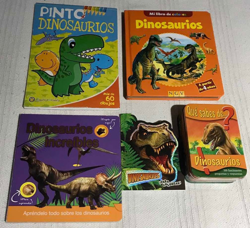 Set 2 Libros P/pintar Y 2 Libros De Dinosaurios Y Juego