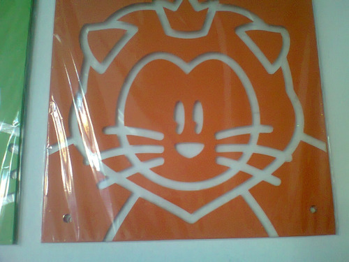 Cuadro De Pared Infantil Leon Naranja Acrilico 20x20 Cm