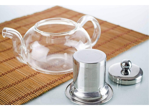 Tetera Vidrio 800ml Con Infusor Acero Inoxidable Tapa Veoquiero