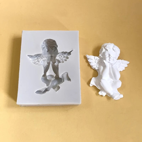 Molde Silicona Angel Sentado Porcelana Fondant Yeso Color Blanco