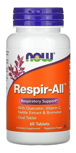 Respir-all Con Quercetina Y Vitamina C 60 Tabs Now Foods Sin sabor