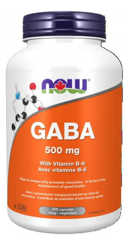 Gaba 500 Mg Con B6 200 Cápsulas Now Foods