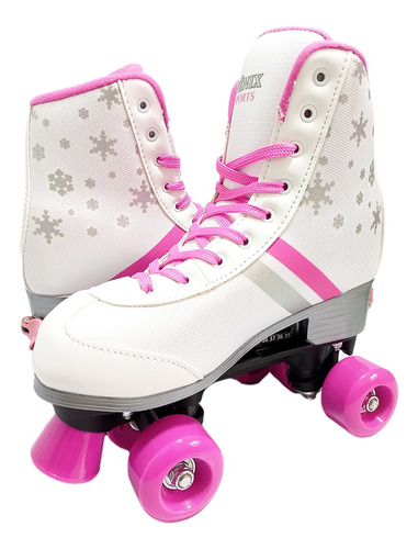 Imagem 1 de 5 de Patins 4 Rodas Retrô Clássico Branco Menina Roller Skate