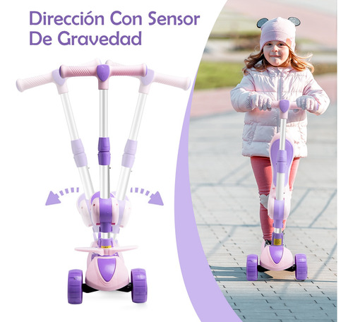 Scooter Plegable Para Niños Ajustable 3 Ruedas Con Asiento