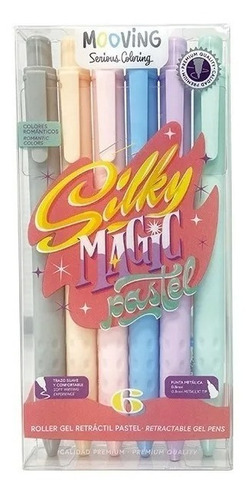 Lapiceras Mooving Roller Gel Retractil Silkymagic Pastel X6 Color del exterior Multicolor