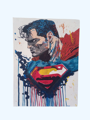 Cuadro Pintado A Mano, Acrílico Sobre Lienzo,comic Superman 
