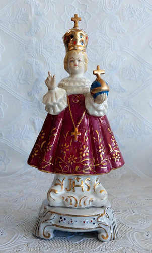 Antiga Imagem Sacra - Menino Jesus De Praga Em Porcelana